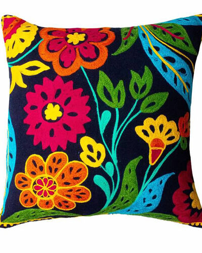 Dark Blue Floral Cushion